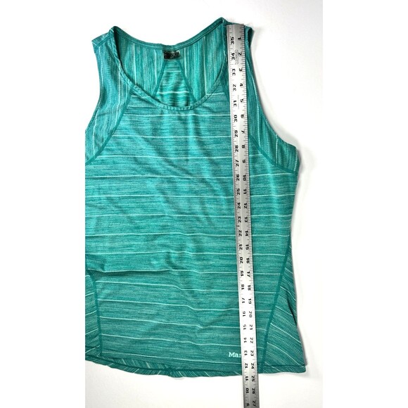 Marmot Tank Top Medium Teal Green Heathered Stripe Activewear Hiking Workout - Picture 8 of 9